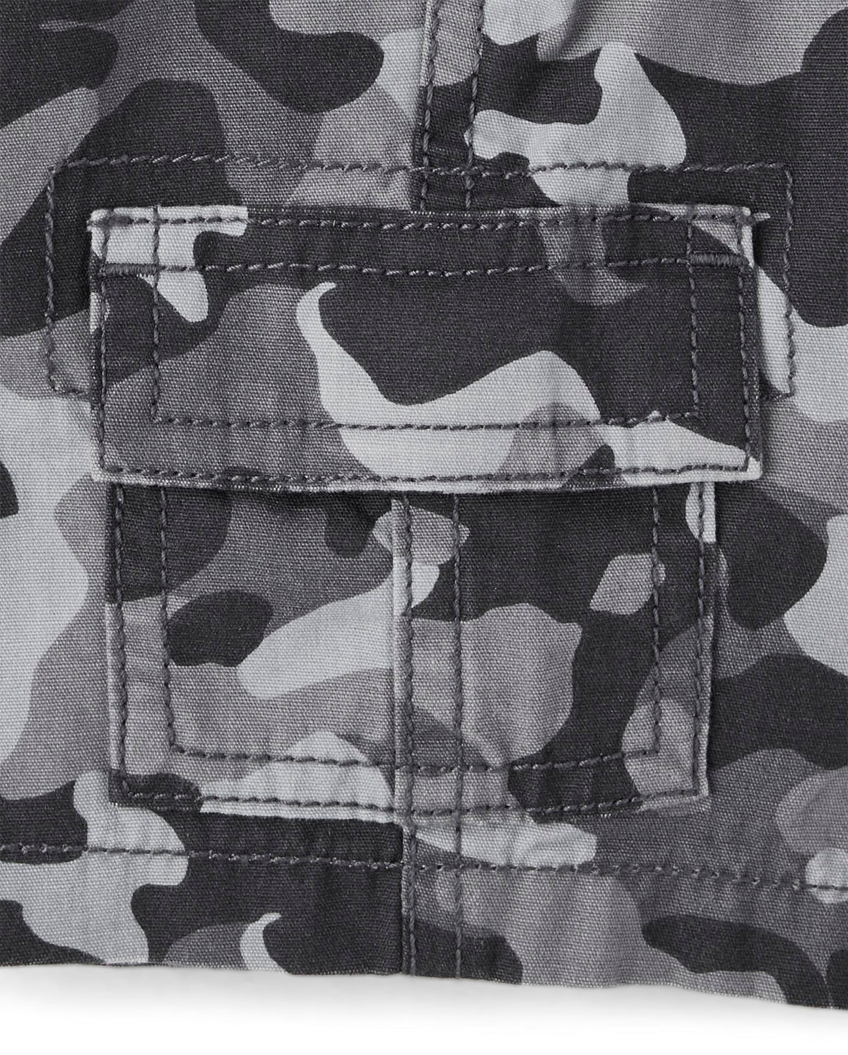 The Children's Place Short Cargo Camuflaje Gris Bebé/Niño | Lona Algodón • Cintura Elástica • Bolsillos Cargo
