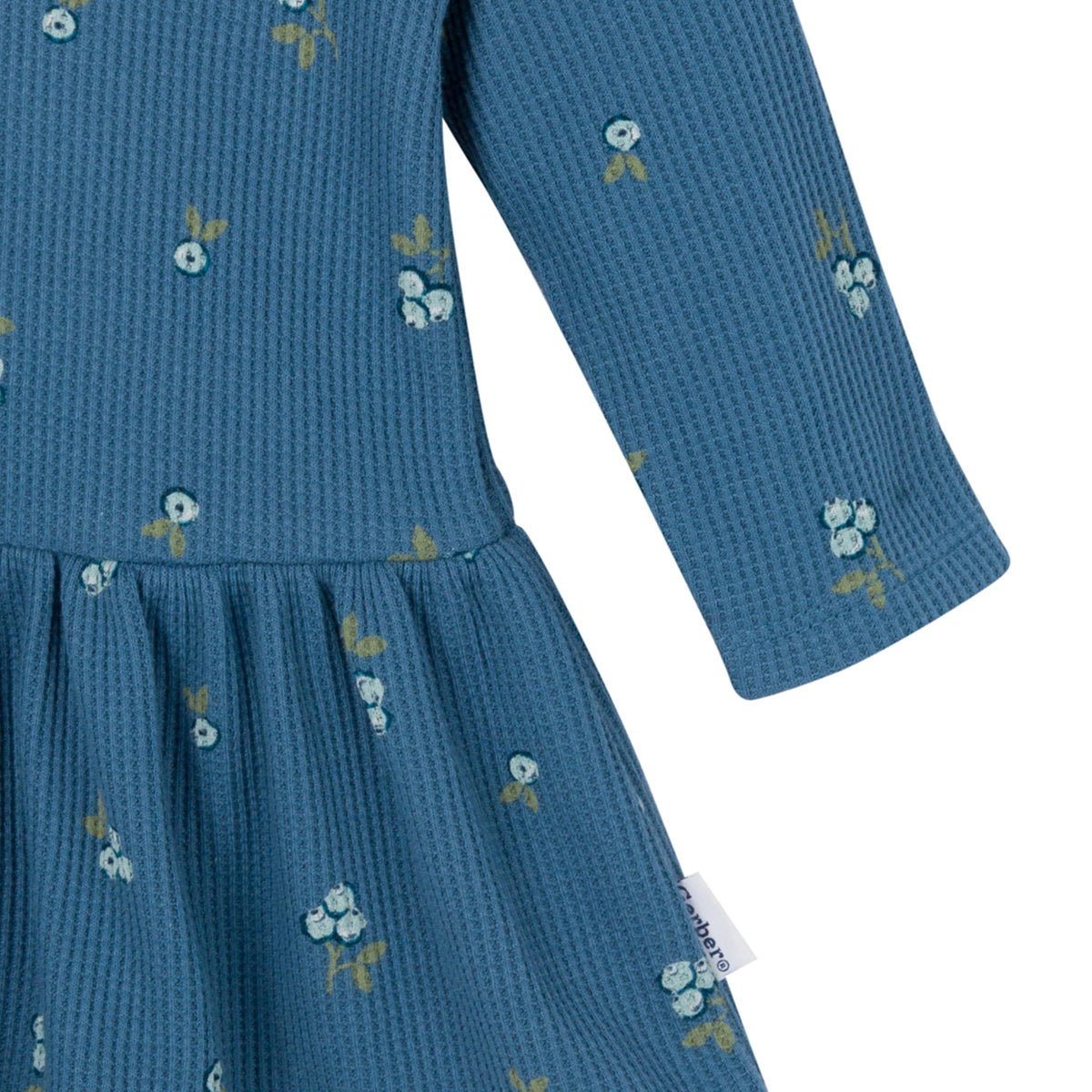 Gerber | Conjunto 2 Piezas Vestido Capucha Floral Azul Manga Larga y Cubre Pañal Bebé Niña