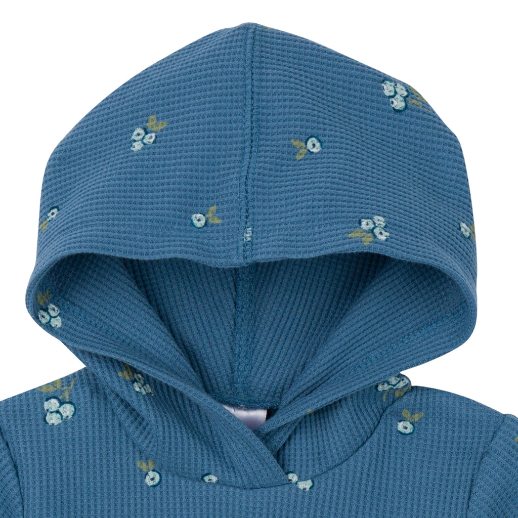Gerber | Conjunto 2 Piezas Vestido Capucha Floral Azul Manga Larga y Cubre Pañal Bebé Niña