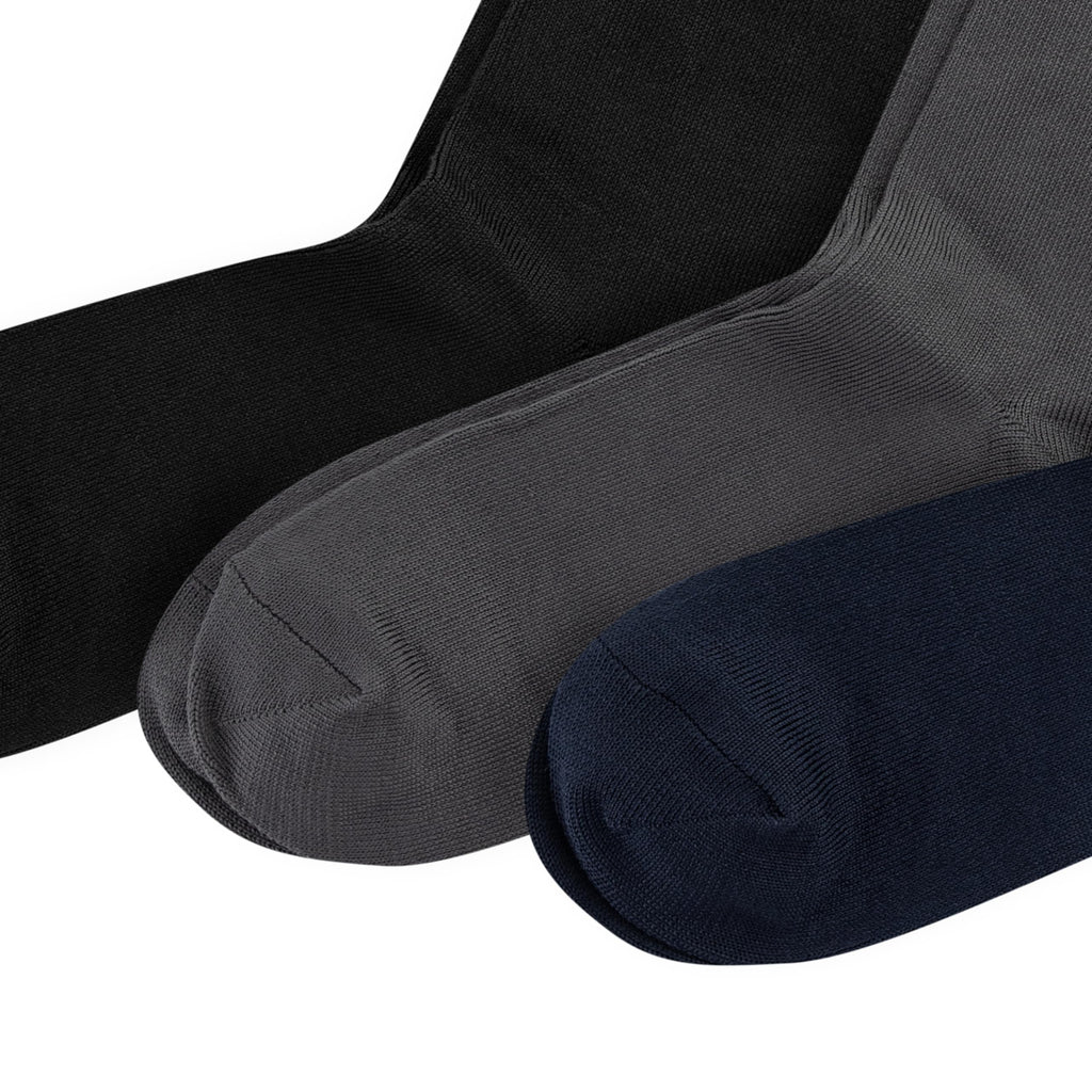 Polo Ralph Lauren | Calcetines de Vestir Niño Pack 3 Super Suaves Stay-Up Negro Gris Marino