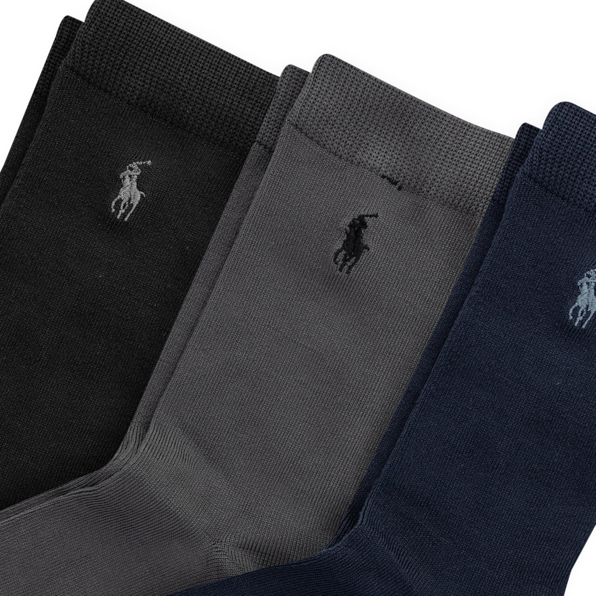 Polo Ralph Lauren | Calcetines de Vestir Niño Pack 3 Super Suaves Stay-Up Negro Gris Marino