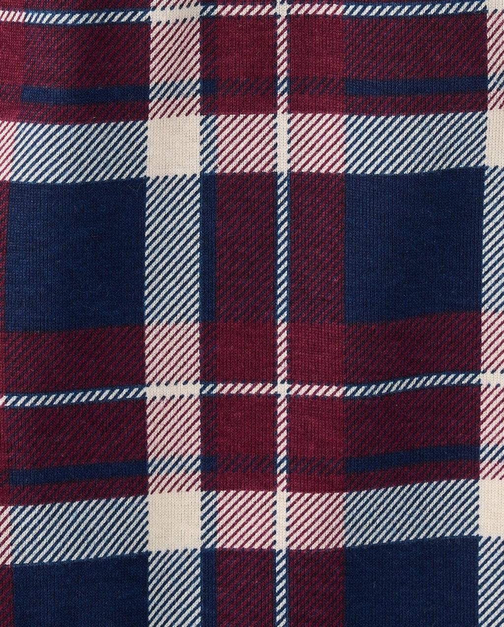 Pijama 2 Piezas The Children's Place | Henley Bordó Sólido + Cuadros Escoceses Tartan Navy | Unisex Holiday Navidad (4T - 16T)