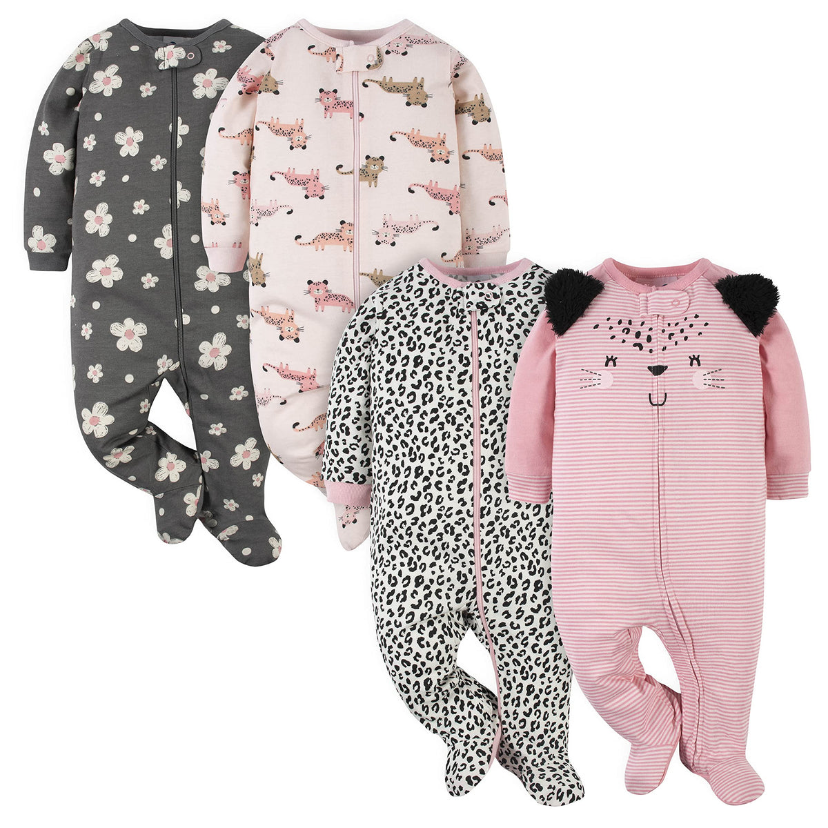 Gerber | Paquete 4 Mamelucos Sleep N' Play para Bebé Niña