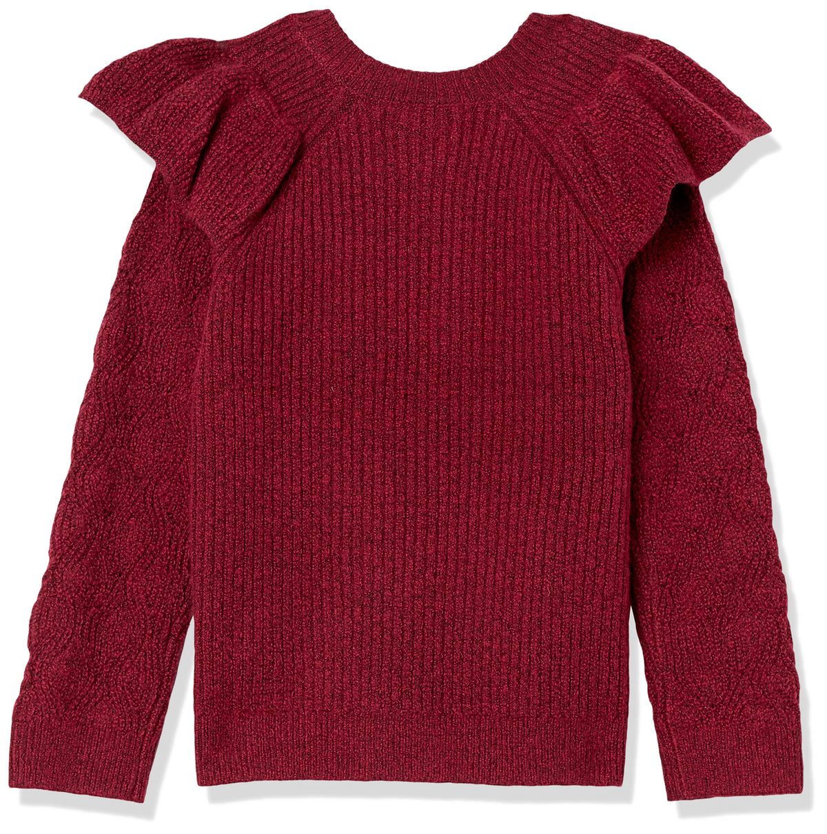 Amazon Essentials Suéter Niña | Rojo Frambuesa Volante Grande • Suave al Tacto • Manga Larga
