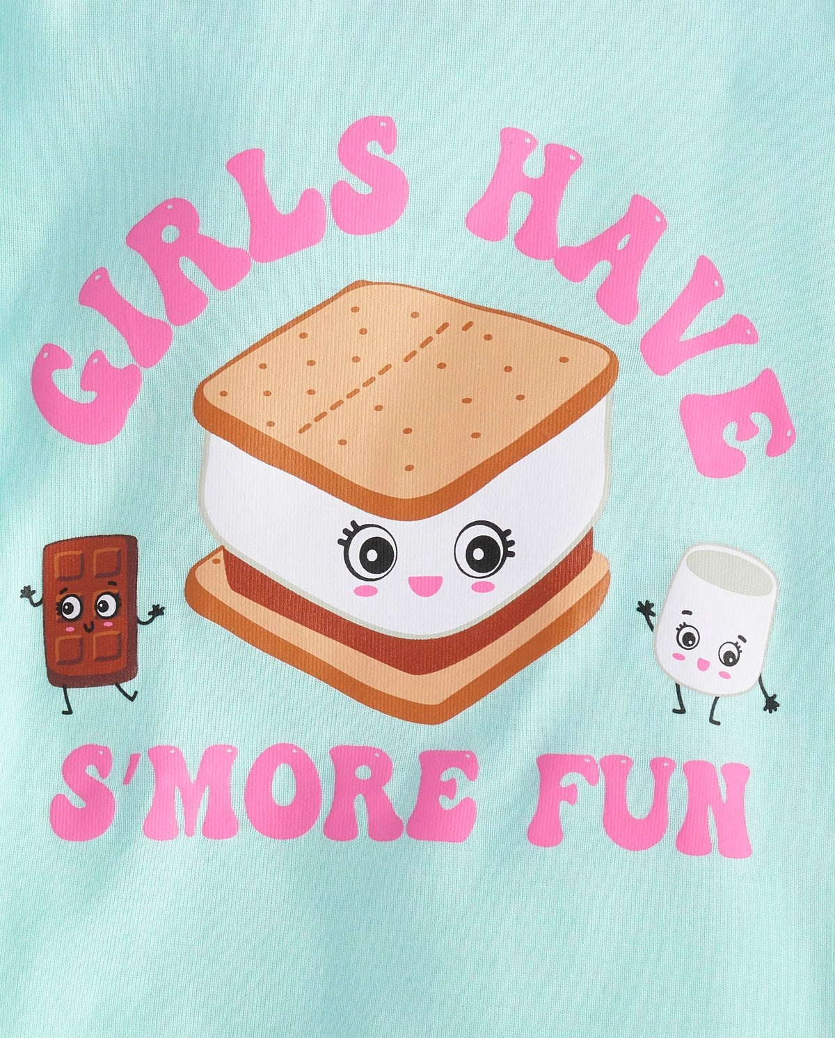 Pijama 2 Piezas The Children's Place | 100% Algodón + S'mores Kawaii “Girls Have S'more Fun” + Greca | Niña Menta/Rosa (5T, 6T, 12T, 14T, y 16T)