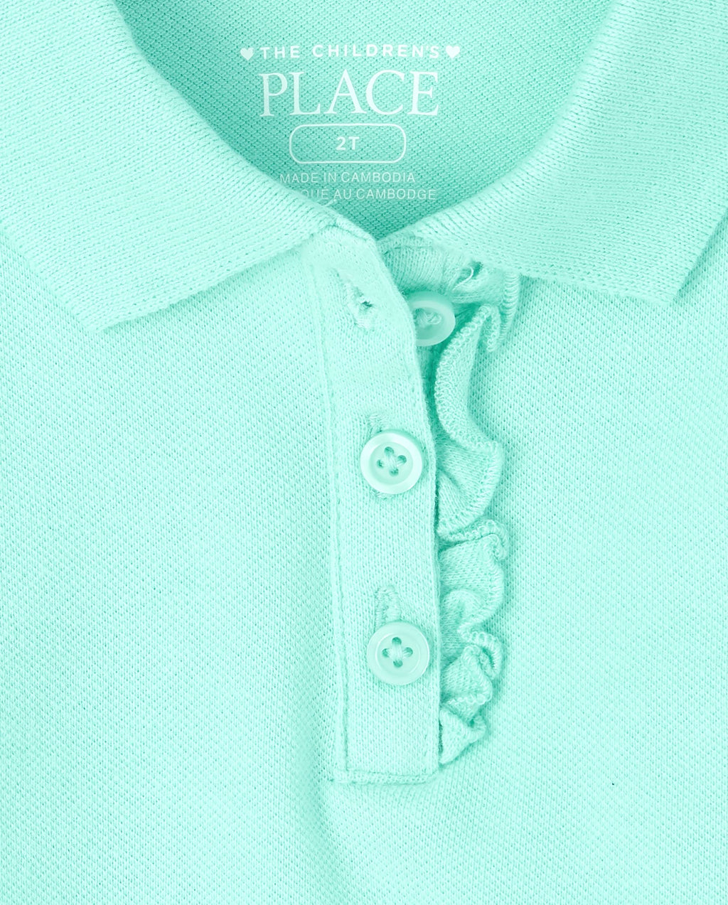 The Children's Place Polo Piqué Niña | Turquesa • Manga Larga con Volantes
