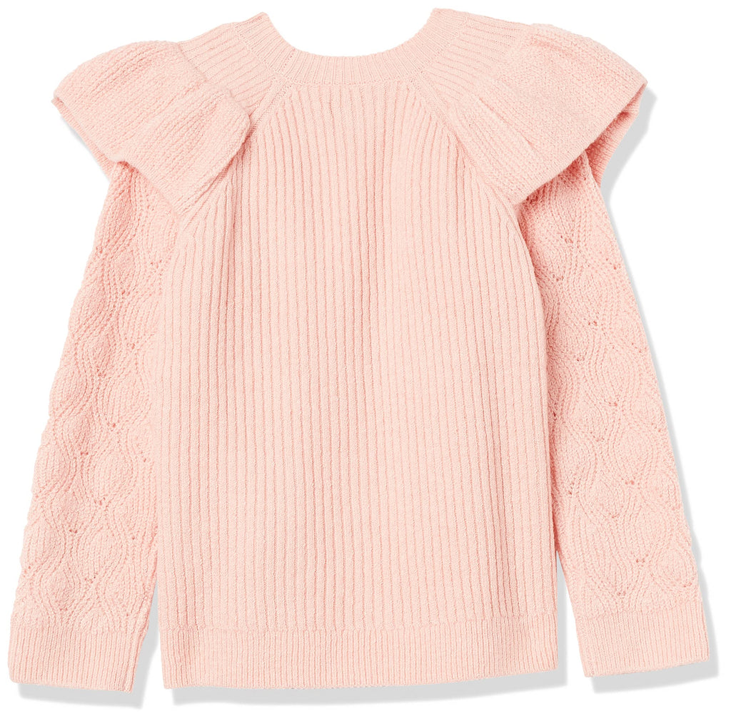 Amazon Essentials Suéter Niña | Rosa Palo Volante Grande • Calado Ondas • Suave al Tacto • Manga Larga