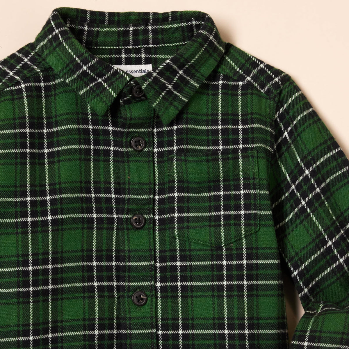Amazon Essentials Camisa Franela Niño | Cuadros Verde • Manga Larga • 100% Algodón