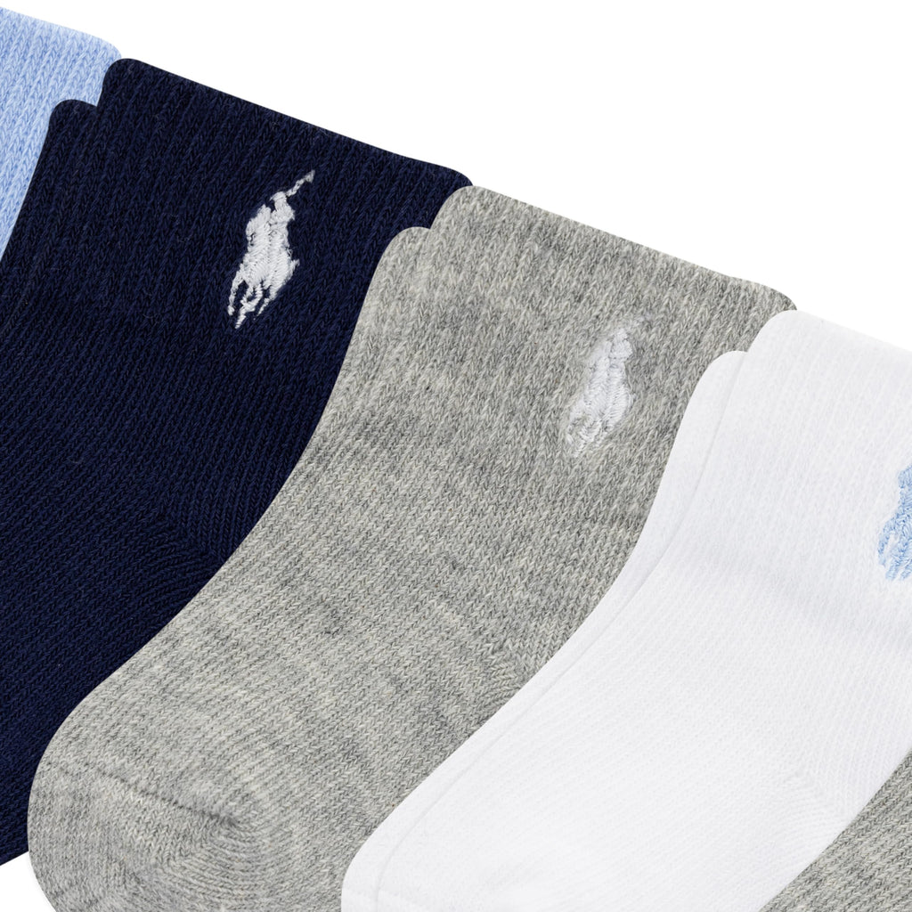 Polo Ralph Lauren | Calcetines Bebé Niño Pack 7 Algodón Pony Bordado Stay-Up Caja Regalo Azul Gris Marino Blanco 0-6 Meses