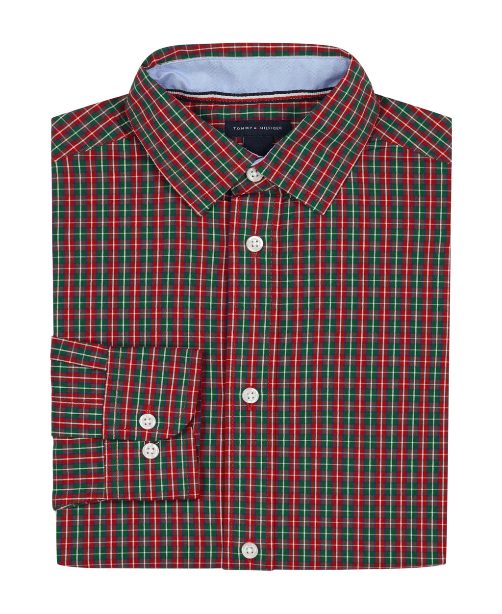 Tommy Hilfiger | Camisa de Vestir Manga Larga Cuadros Chile Rojo Verde Niño (8T - 16T)