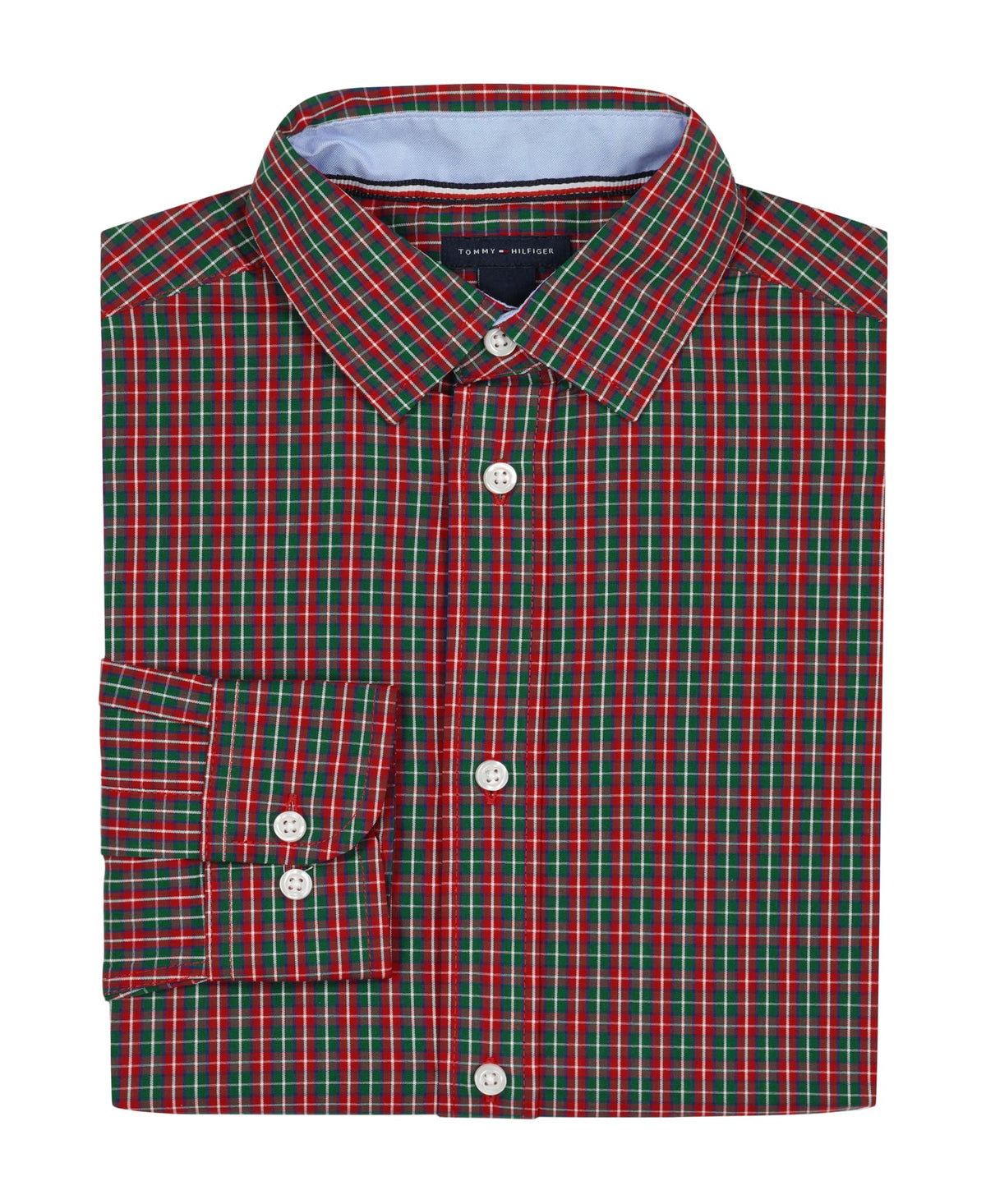 Tommy Hilfiger | Camisa de Vestir Manga Larga Cuadros Chile Rojo Verde Niño (8T - 16T)