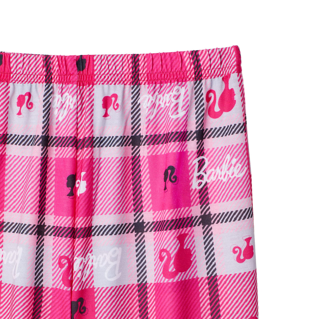 Set Pijama 4 Piezas Barbie Oficial Together & Kind | 2 Camisas + 2 Pantalones + 100% Poliéster | Niña Gris Rosa Fucsia (4T - 10T)