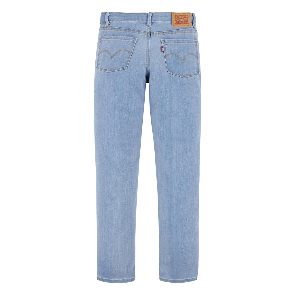 Jean Recto Cropped Levi's | Azul Claro + Roturas Distressed + Parche Cuero Completo | Niña (2T - 16T)
