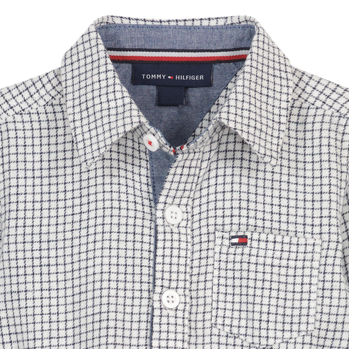 Conjunto 2 Piezas Tommy Hilfiger | Bodysuit Micro-Check Navy Blanco + Pana Prelavada Navy | Bebé Niño (0M - 12M)