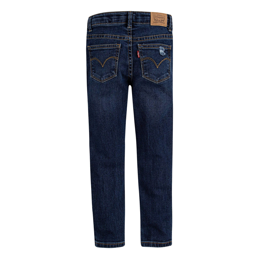 Jean Slim Levi's | Índigo Oscuro + Rotura en Rodilla + Costuras Doradas + Arcuata Icónica | Niña (5T - 16T)
