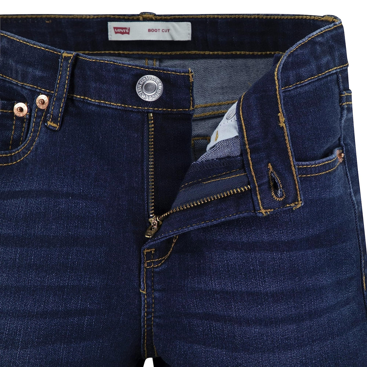 Jean Bootcut Tiro Alto Levi's | Lavado Legacy Índigo + Corte Acampanado + Cintura Ajustable | Niña (4T - 16T)