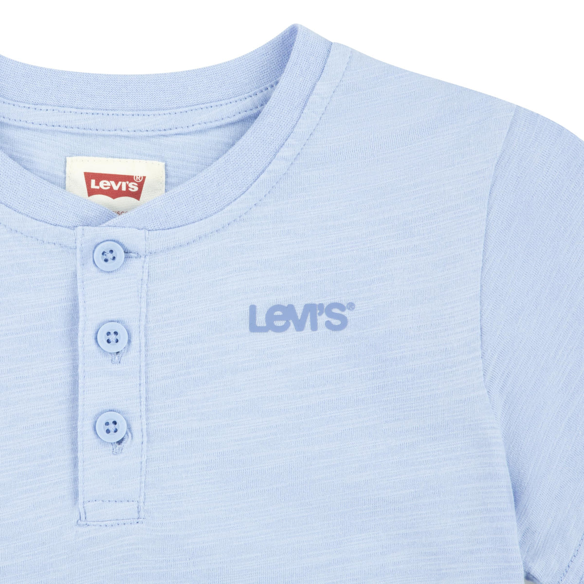 Levi's | Camiseta Henley Manga Corta Sólido Azul Serenidad Niño (4T, 5T, y 8-10T)