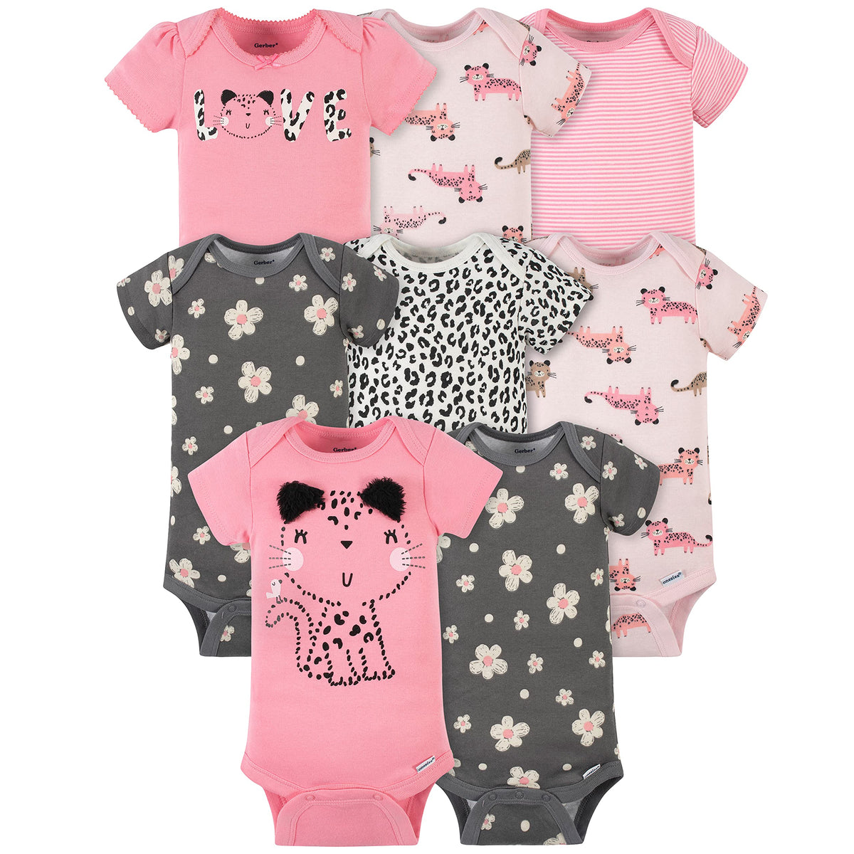 Gerber | Pack 8 Bodies Manga Corta para Niña Bebé — Onesies Collection