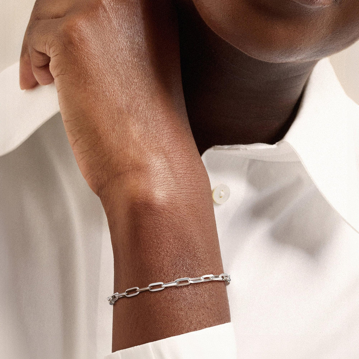Pulsera de Eslabones Paper Clip Sólida en Plata de Ley 925 — Ross-Simons
