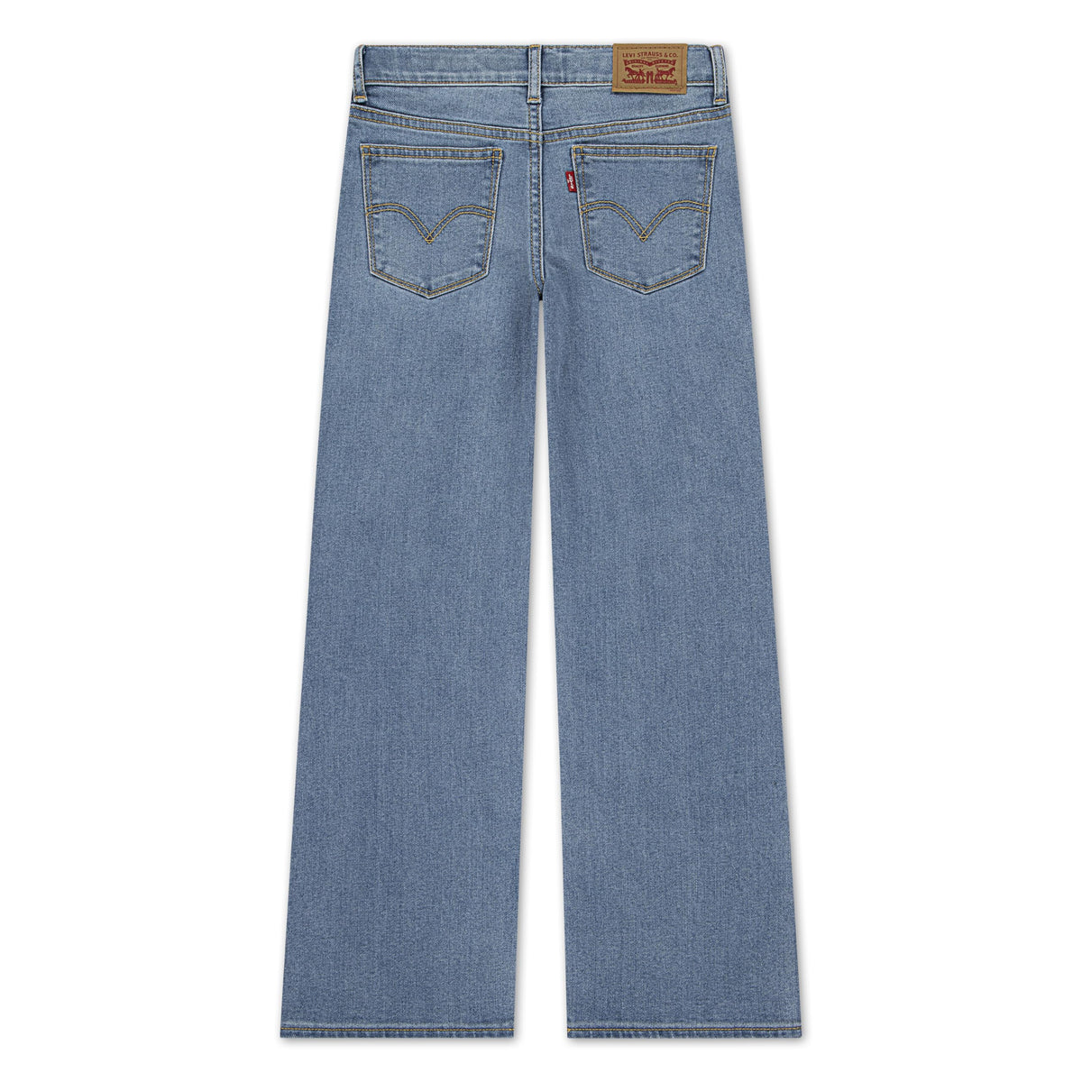 Jean Wide Leg Tiro Alto Levi's | Azul Claro Luminoso + Costuras Doradas + Arcuata Icónica | Niña (4T - 16T)