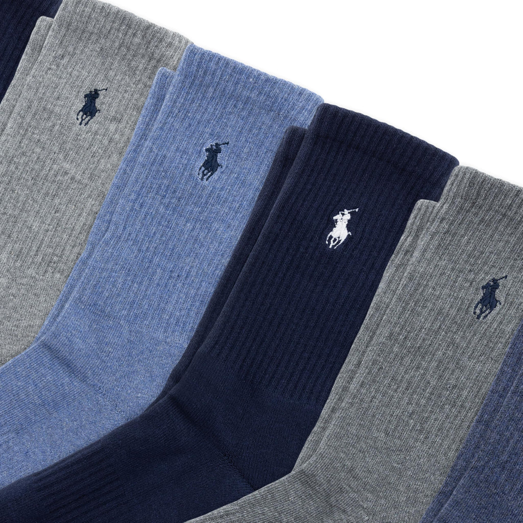 Polo Ralph Lauren | Calcetines Niño Pack 6 Algodón Azul Marino Gris Celeste Denim Surtido Pony
