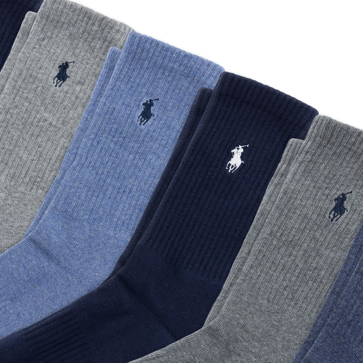 Polo Ralph Lauren | Calcetines Niño Pack 6 Algodón Azul Marino Gris Celeste Denim Surtido Pony