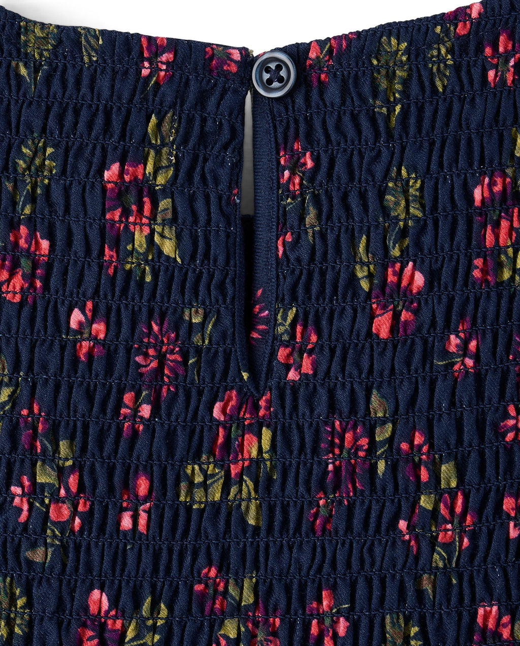Vestido Burbuja Niña Gymboree | Franela 100% Algodón + Floral Ditsy Navy + Corpiño Fruncido Smocked + Manga Farol (2T - 12T)