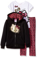 Conjunto Hello Kitty para Niña – Sudadera con Capucha y Leggings (Estampado Animal Print)