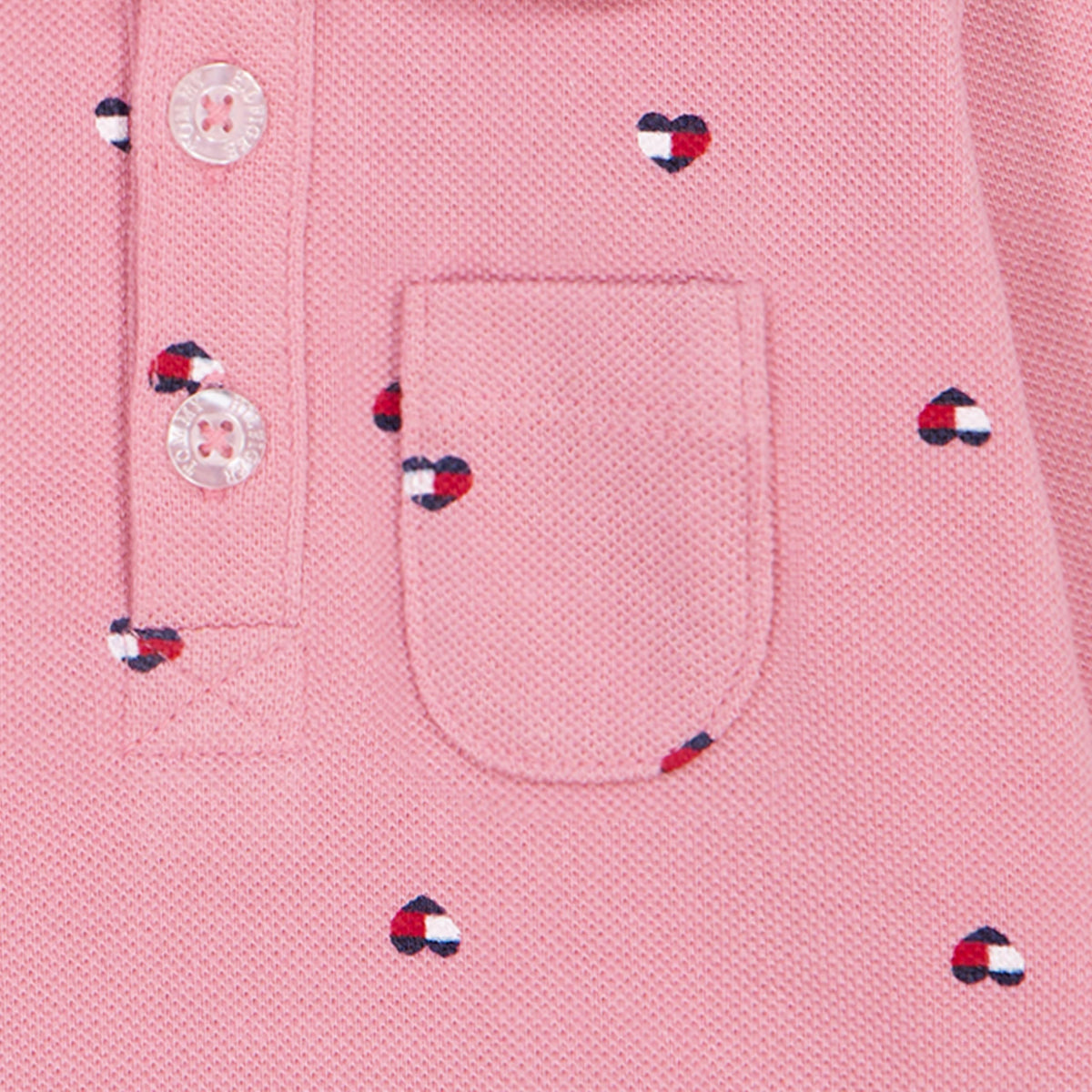 Vestido + Bloomer Tommy Hilfiger | Corazones Allover Rosa | Cuello Peter Pan | Niña/Bebé | 2 Piezas