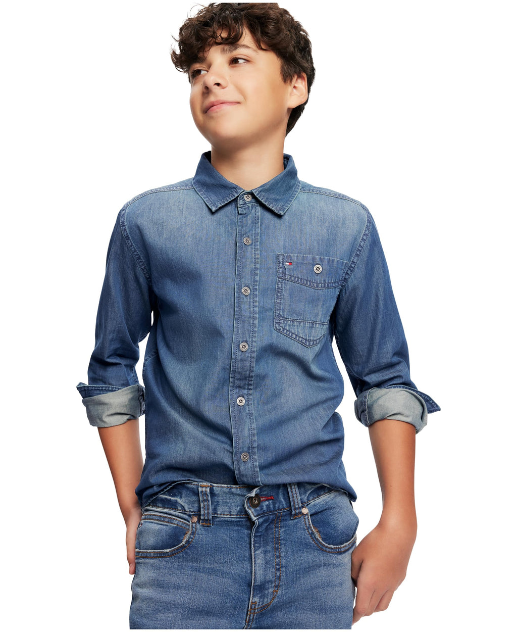 Tommy Hilfiger | Camisa Denim Manga Larga Abotonada Azul Niño (2T - 16T)