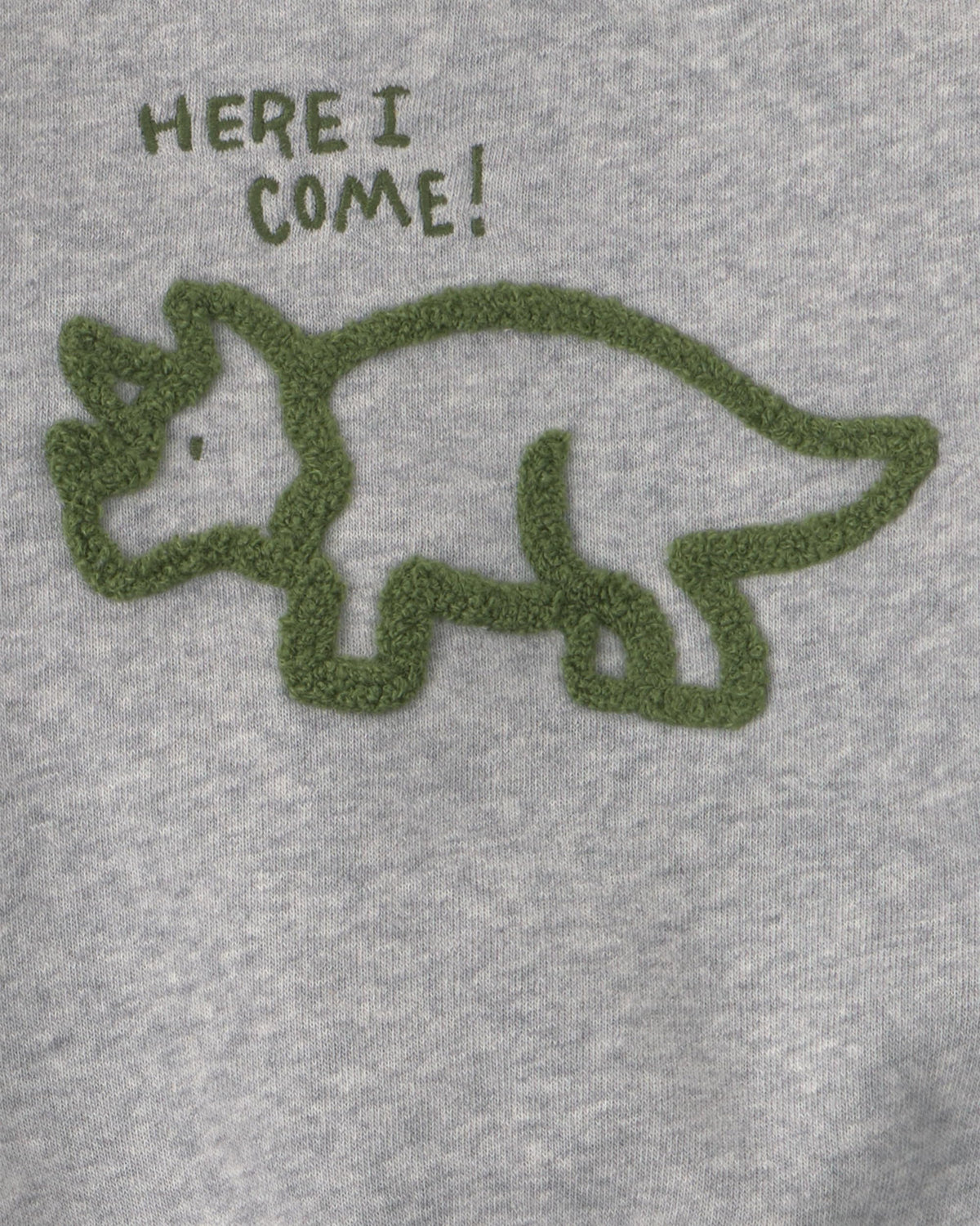 Conjunto 2 Piezas Carter's | Sudadera Gris Triceratops "Here I Come!" + Pantalón Verde Oliva | Bebé Niño (0M - 24M)