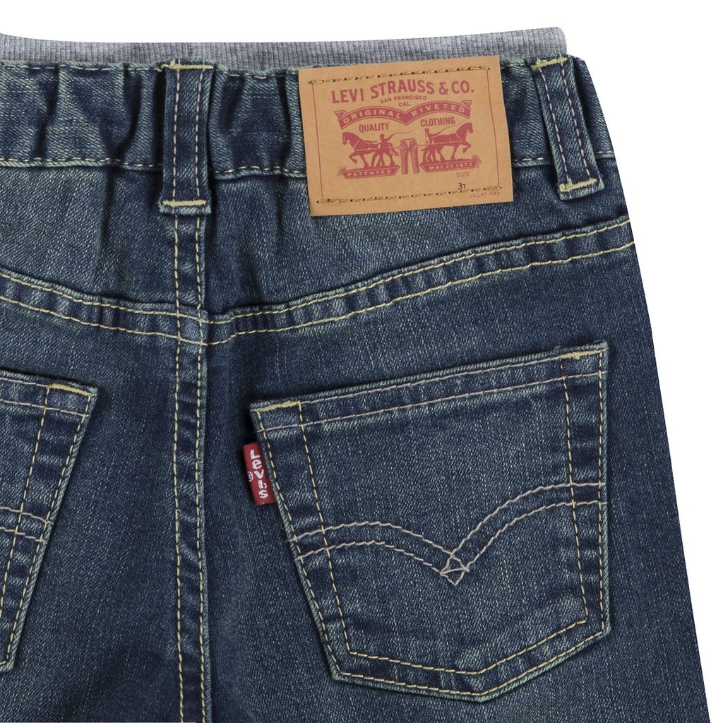 Levi's | Jeans Bootcut Denim Azul Oscuro Lavado Cintura Elástica Bebé Niño (3M - 4T)