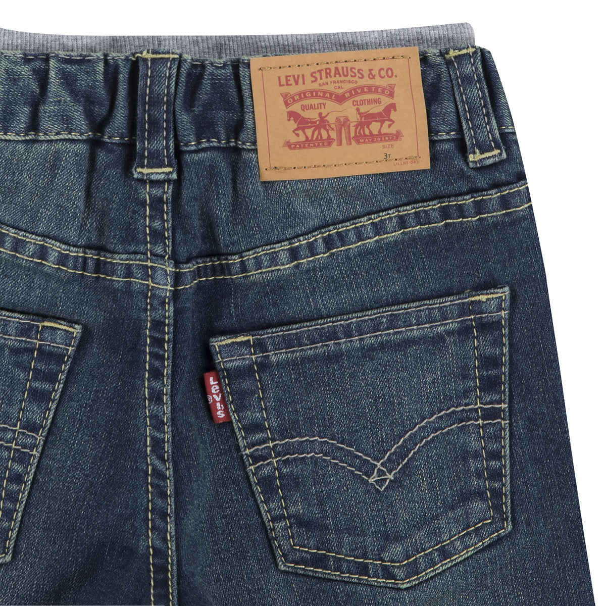 Levi's | Jeans Bootcut Denim Azul Oscuro Lavado Cintura Elástica Bebé Niño (3M - 4T)