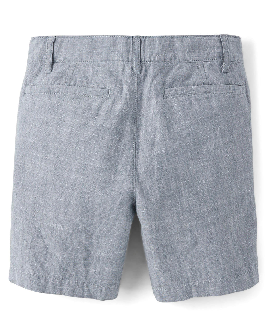 The Children's Place Short Chino Texturizado Niño | Gris Azulado/Chambray • Algodón • Botón + Cremallera