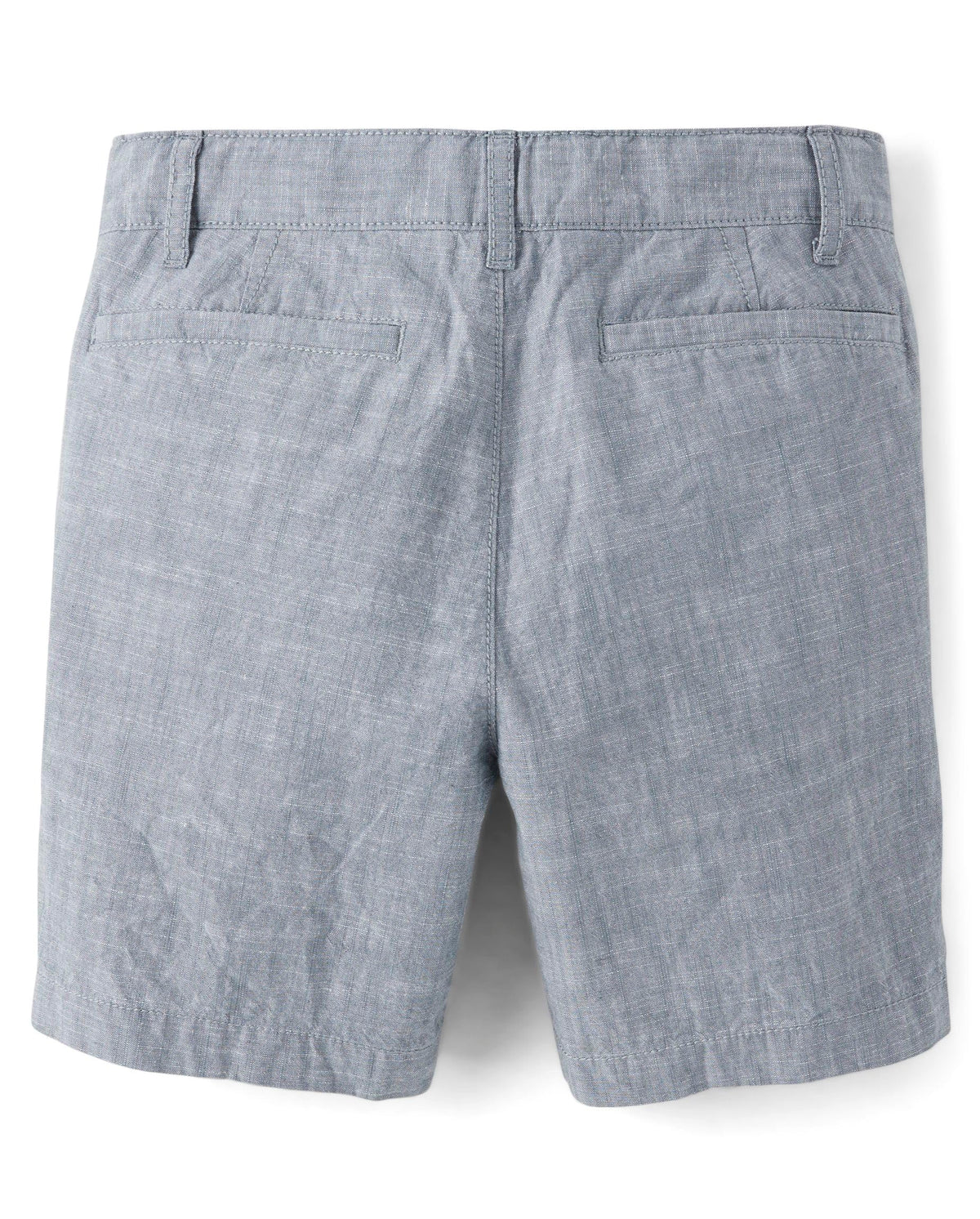 The Children's Place Short Chino Texturizado Niño | Gris Azulado/Chambray • Algodón • Botón + Cremallera