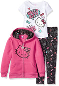 Conjunto Hello Kitty para Niña – Sudadera con Capucha, Camiseta y Leggings (Rosa)