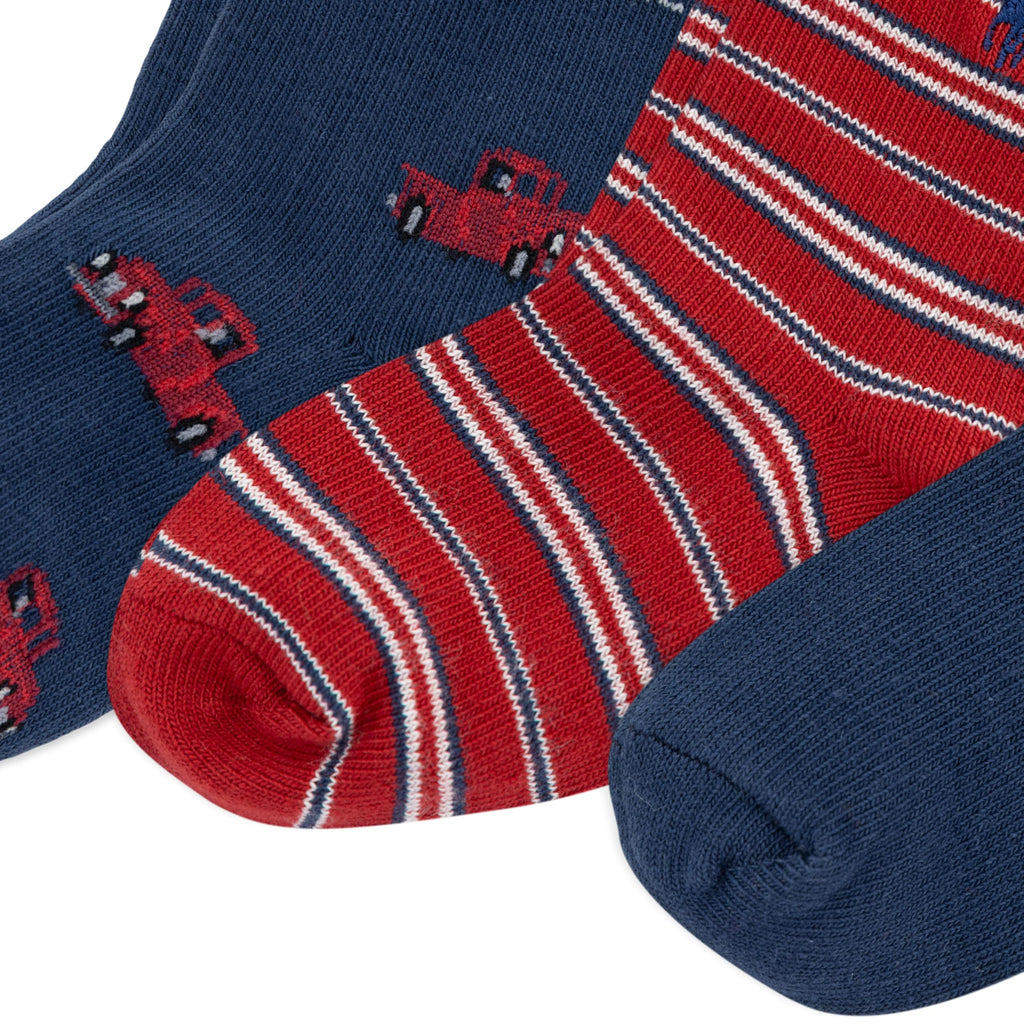 Polo Ralph Lauren | Calcetines Bebé Toddler Pack 3 Algodón Vintage Truck Marino Rayas RL
