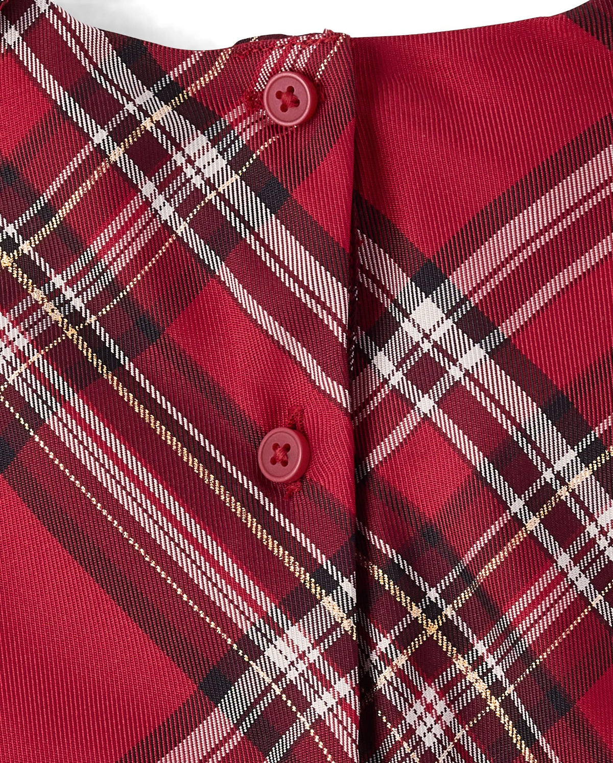The Children's Place | Vestido Elegante Cuadros Escoceses Rojo Manga Farol Niña