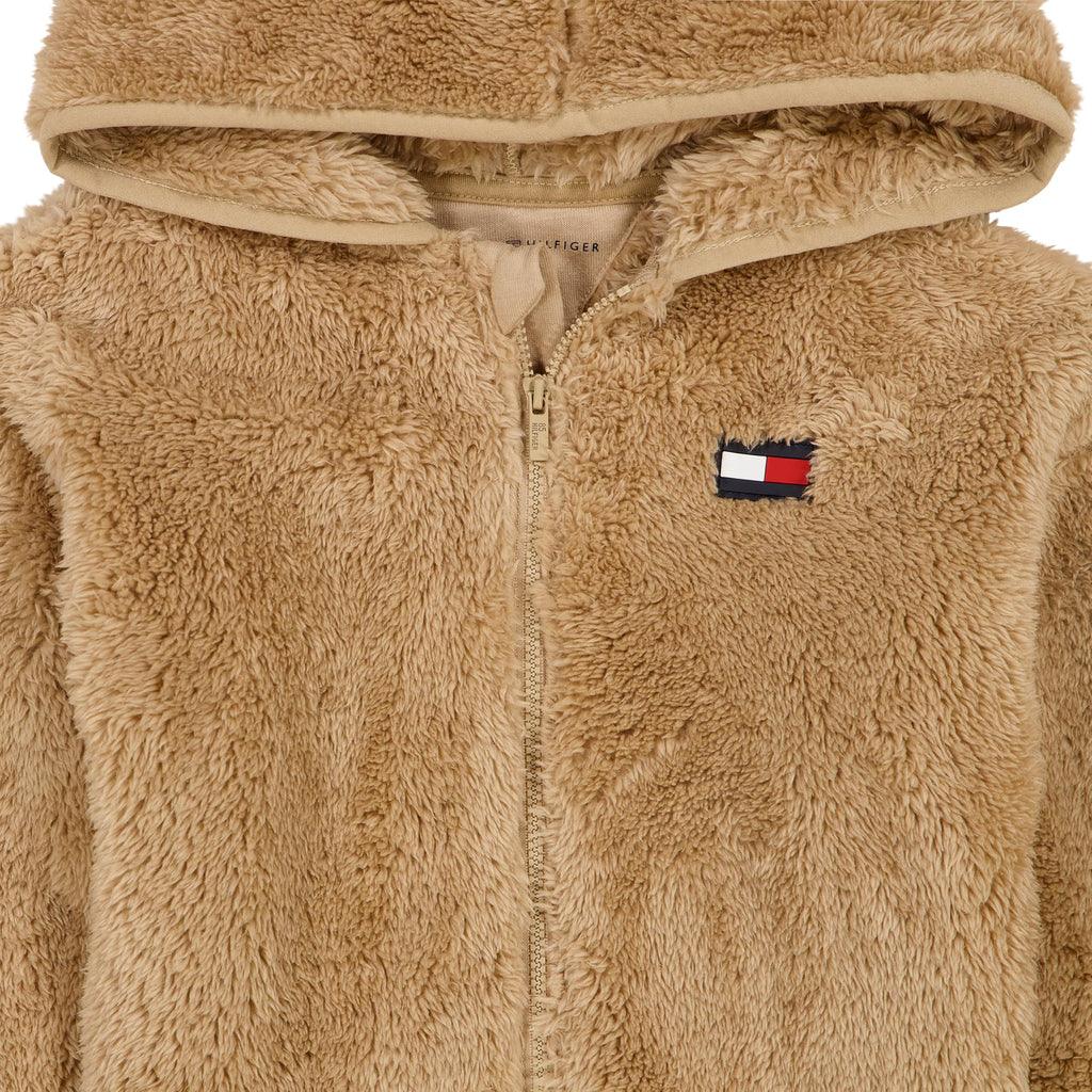 Set 3 Piezas Tommy Hilfiger | Chaqueta Sherpa Camel + Body + Jogger Navy | Niño/Bebé (3M - 24M)