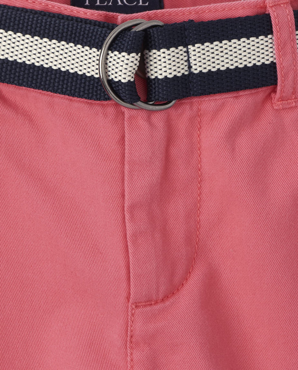 The Children's Place Short Chino Rosa Coral con Cinturón Niño | Sarga Algodón • Botón + Cremallera