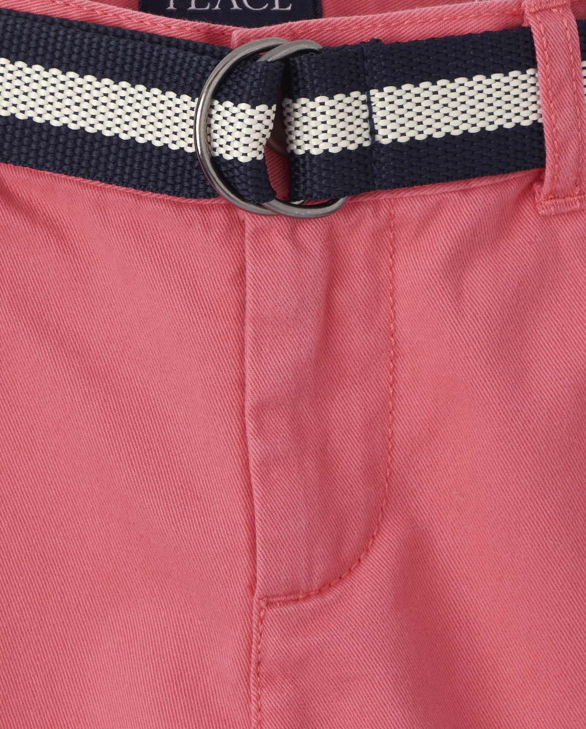 The Children's Place Short Chino Rosa Coral con Cinturón Niño | Sarga Algodón • Botón + Cremallera