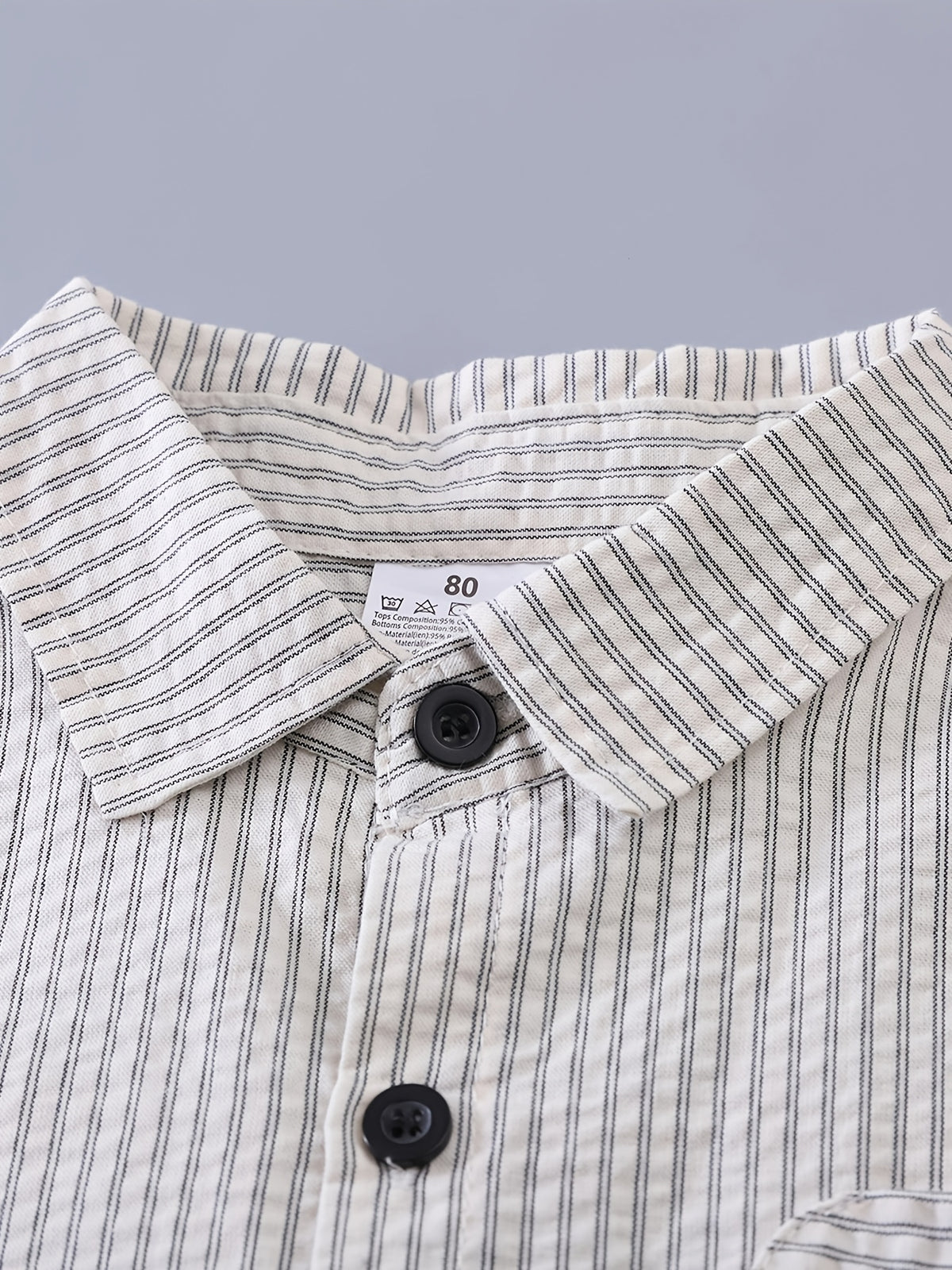 Conjunto de 2 Piezas para Niño con Camisa de Rayas de Manga Larga y Pantalón de Mezclilla (Atuendo Casual y Versátil de Otoño/Primavera) (9M - 6Y)