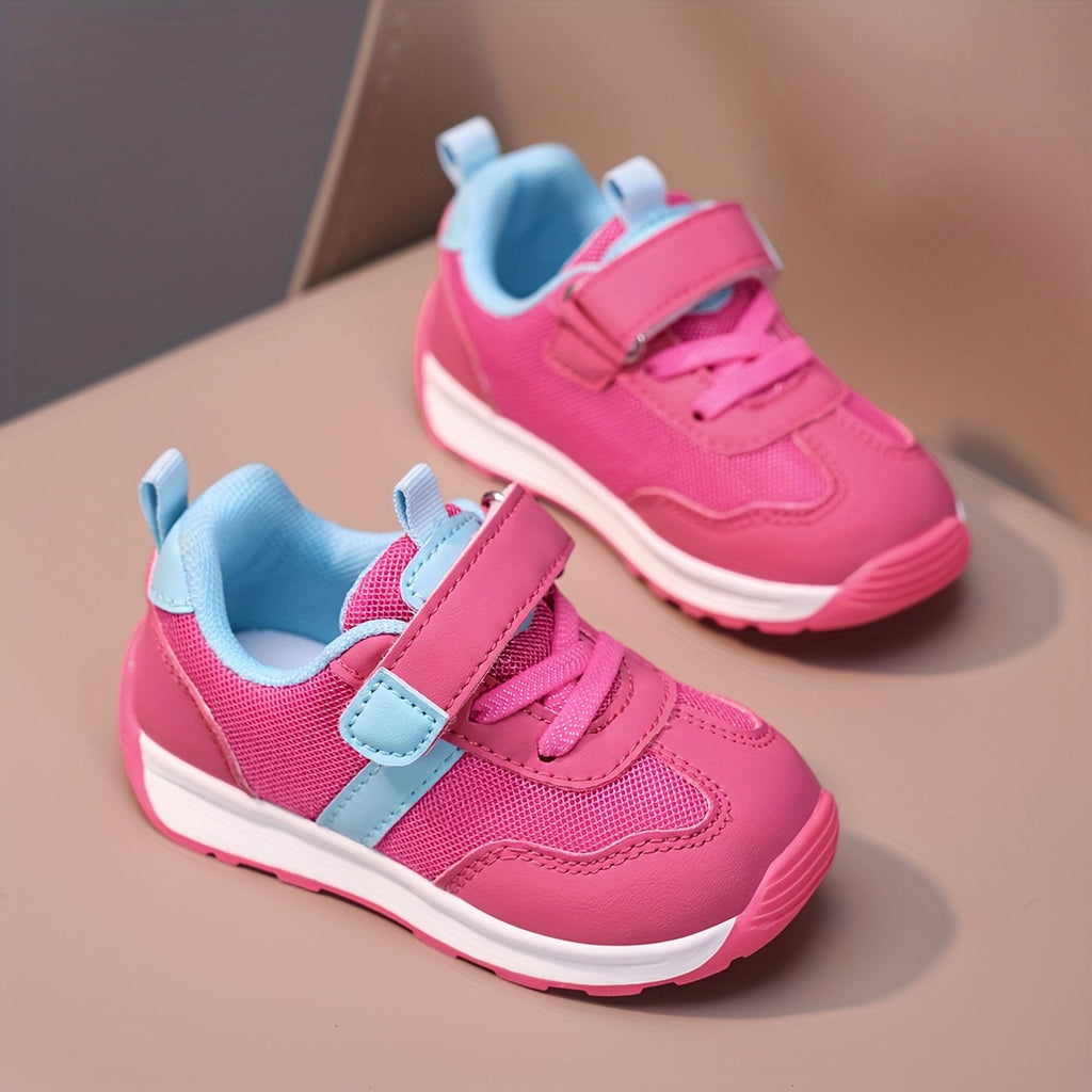 Zapatillas Deportivas de Malla Transpirable para Bebés y Niños Pequeños en Color Rosa y Azul Claro con Cierre de Contacto y Suela Antideslizante (Ideales para Primeros Pasos) (Talla 20 - 25)