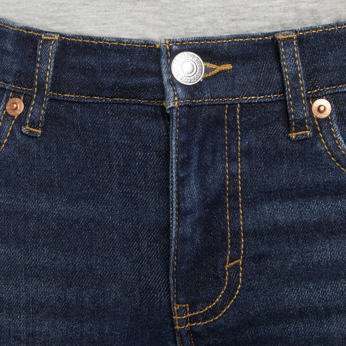 Jean Straight Cropped Levi's | Índigo Oscuro Dark Wash + Costuras Doradas Gruesas + Arcuata | Niña (4T - 16T)
