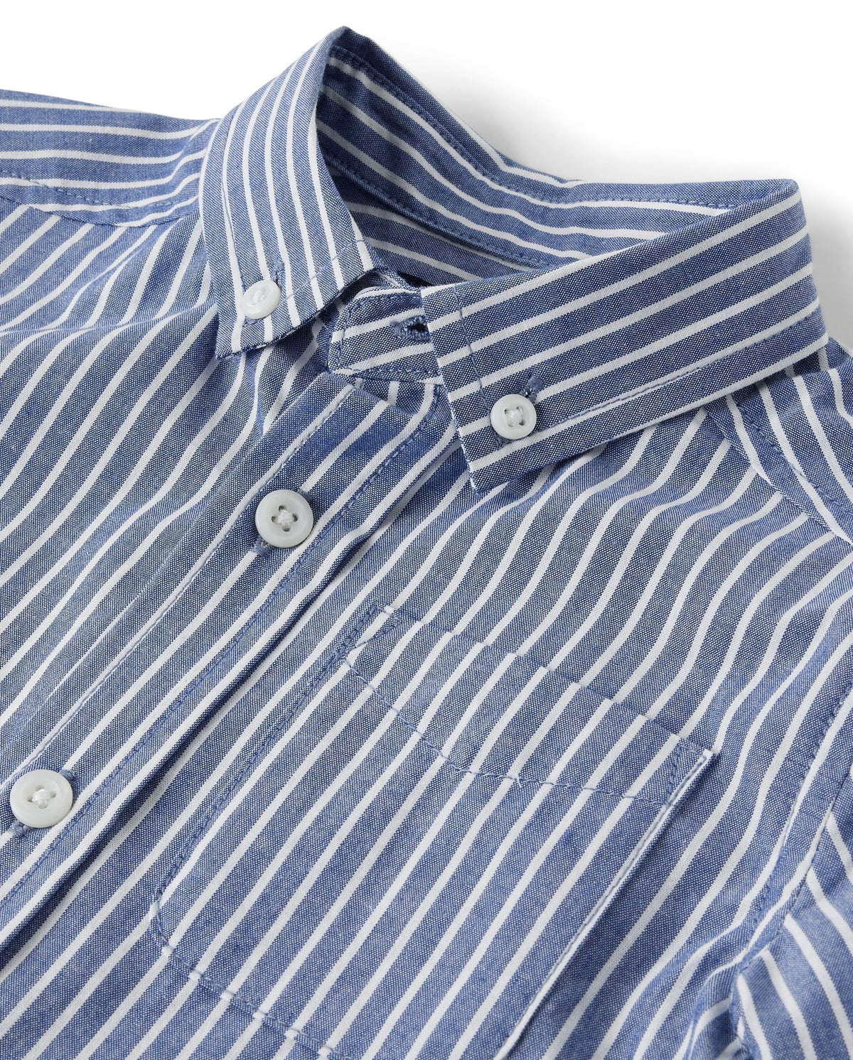 The Children's Place | Camisa Popelín Manga Corta Rayas Verticales Azul Blanco Bebé Niño  (6M - 5T)