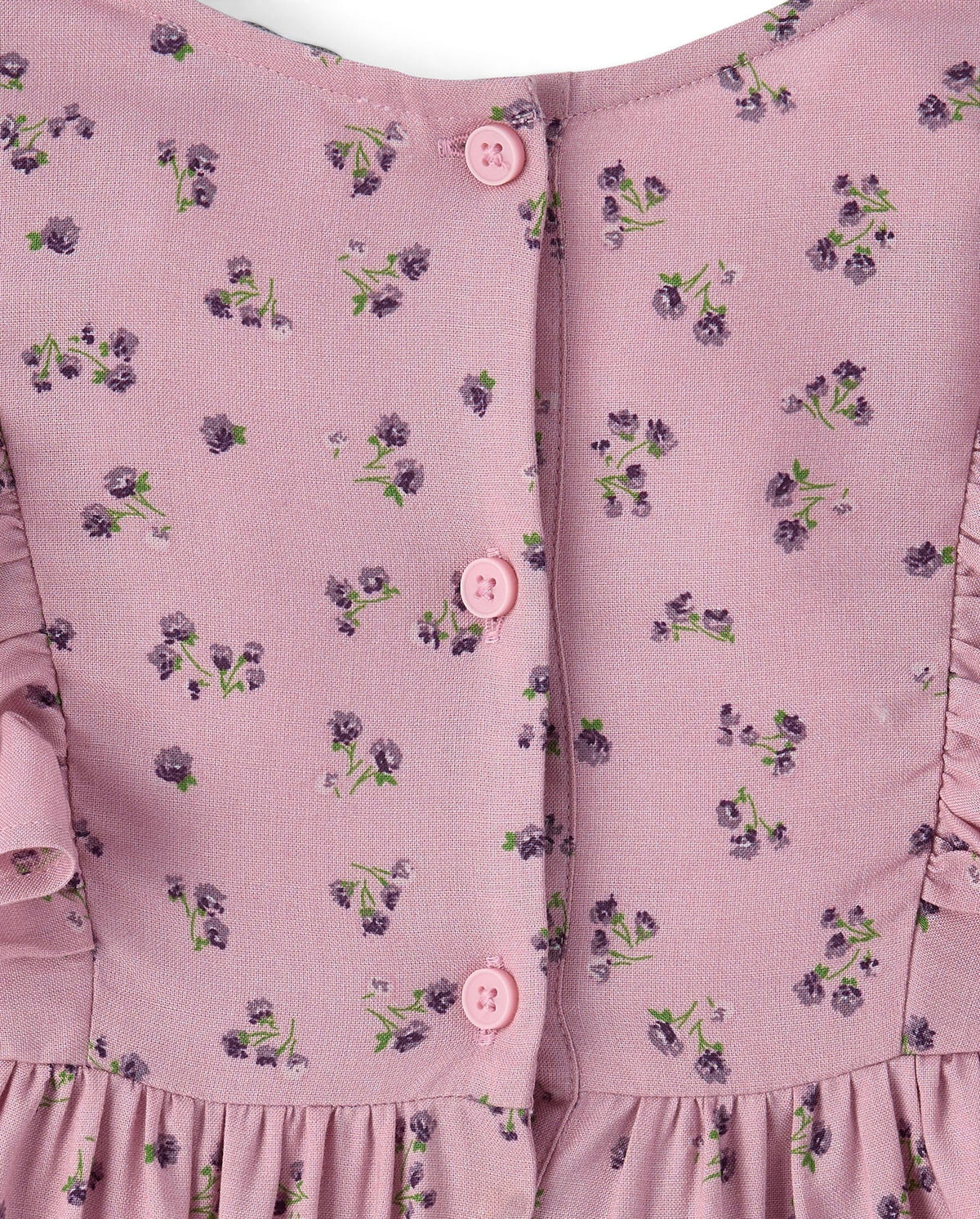 The Children's Place | Vestido Floral Lila Manga Larga Cuello V Volantes Niña