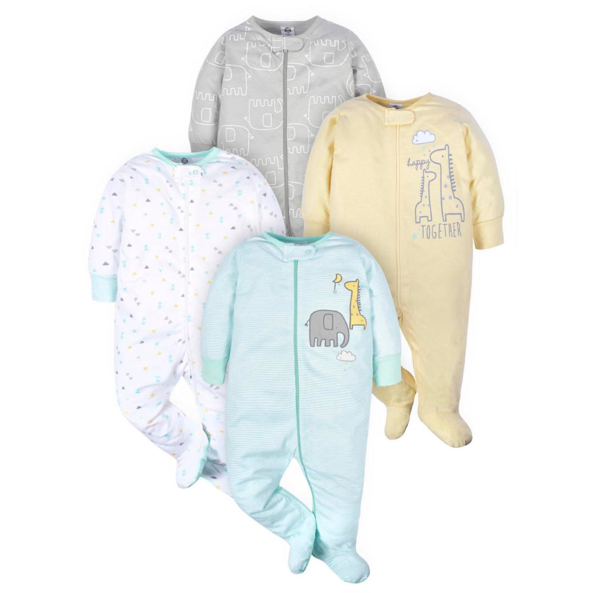 Gerber | Paquete 4 Mamelucos Sleep N' Play para Bebé Niña