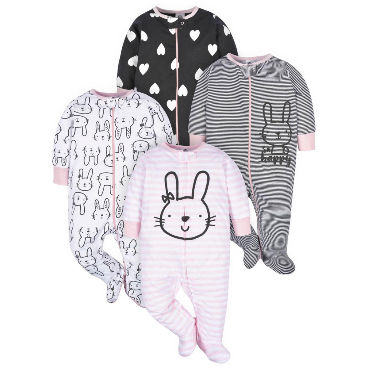 Gerber | Paquete 4 Mamelucos Sleep N' Play para Bebé Niña