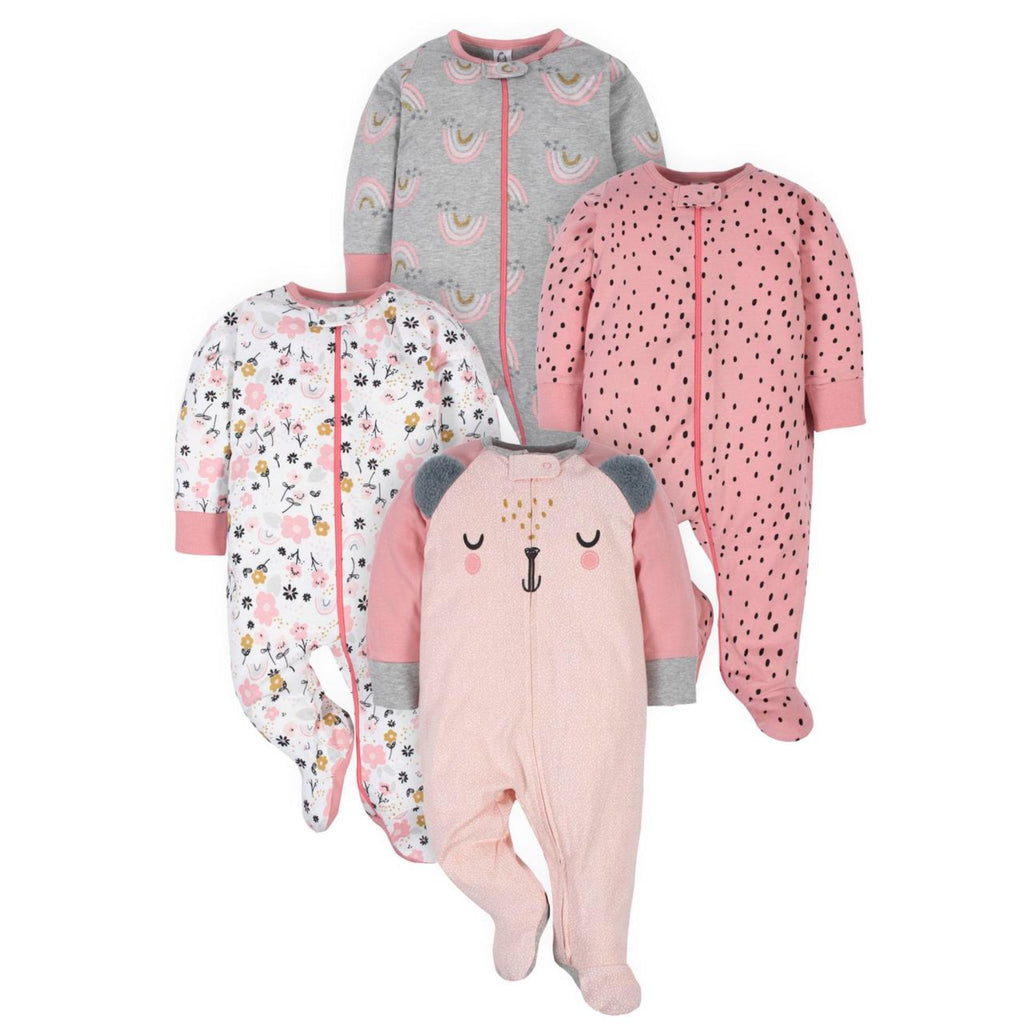 Gerber | Paquete 4 Mamelucos Sleep N' Play para Bebé Niña