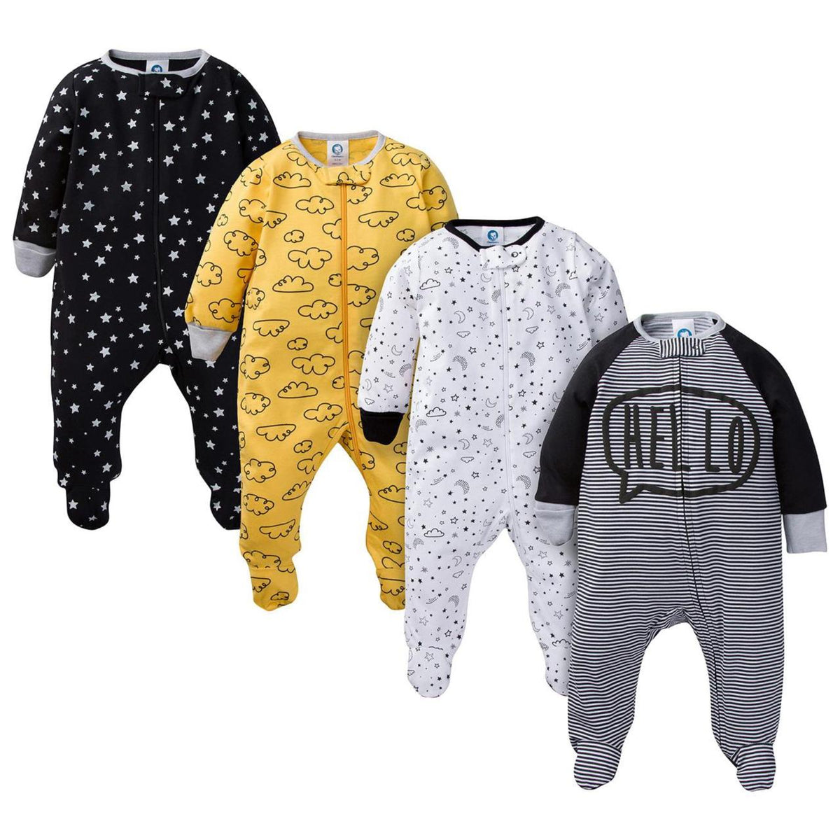 Gerber | Paquete 4 Pijamas Sleep N' Play con Pies Bebé Niño